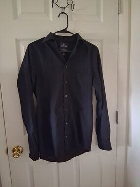 Stafford Men's Black Long-Sleeve Dress Shirt - Spread Collar